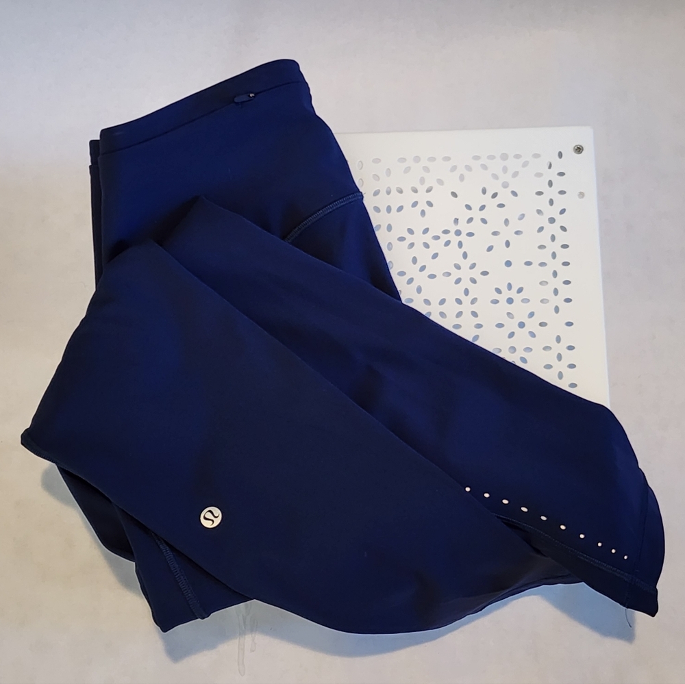 Lululemon Fast And Free Navy Blue 28" Leggings Sz 6